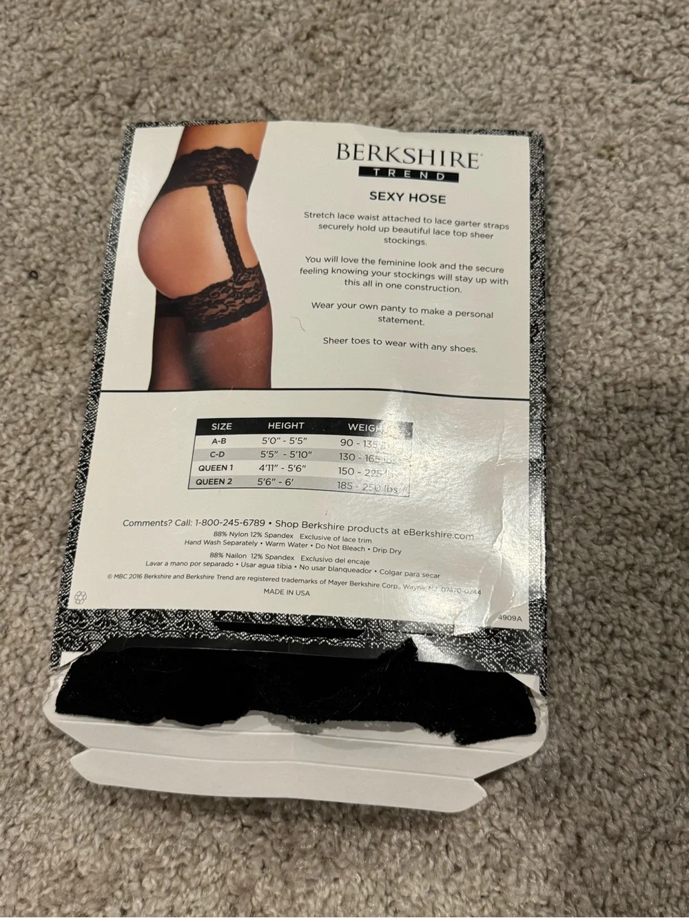 Berkshire Black Lace-Top Stockings - Queen Size